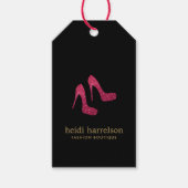 レッドグリッターヒールブティックファッションブラック ギフトタグ (正面)