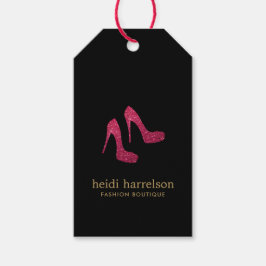 レッドグリッターヒールブティックファッションブラック ギフトタグ