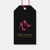 レッドグリッターヒールブティックファッションブラック ギフトタグ (裏面)