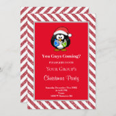 レッドグリッターフレームおもしろいクリスマスパーティー 招待状 (正面/裏面)