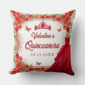 レッドグリッターフローラキンセアニェラパーティー クッション (正面)