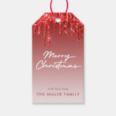 レッドグリッターモダンタイポグラフィミニマエレガントリスト ギフトタグ (正面)