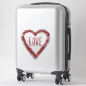 レッドグリッターラブハート シール (スーツケース)