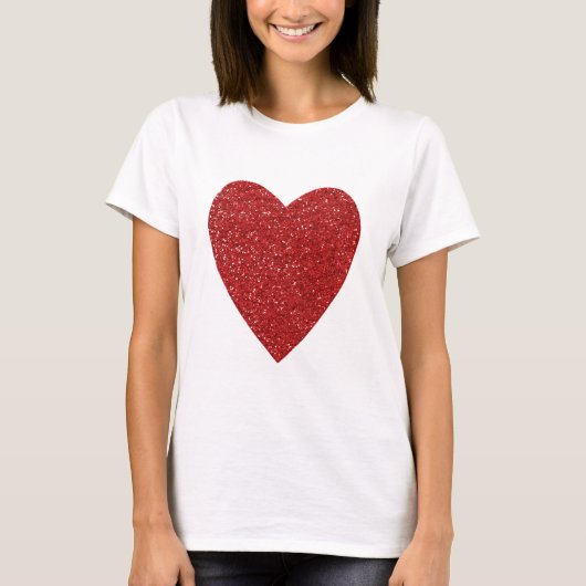 レッドグリッターラブハート Tシャツ (正面)