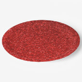レッドグリッタールック紙プレート ペーパープレート (アングル)