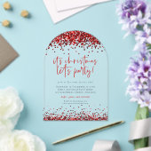 レッドグリッターレッツパーティークリスマスアクリル アクリル招待状 (インサイチュ (ウェディング))