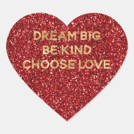 レッドグリッター金ゴールドは親切な選択の愛 ハートシール