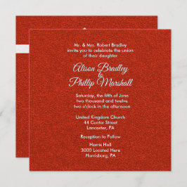 レッドグリッター&ボウ結婚式招待状 招待状