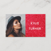 レッドグリッター |写真 |ソーシャルメディア | QRコード 名刺 (正面)