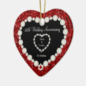 レッドグリッターDIY結婚の記念日 セラミックオーナメント (左)