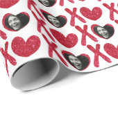 レッドグリッターXOXOフォトバレンタインデー ラッピングペーパー (ロールコーナー)