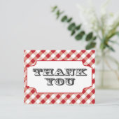 レッドグリンガムパターンサンキューポストカード ポストカード (スタンド正面)