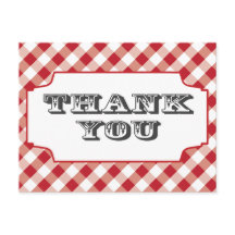レッドグリンガムパターンサンキューポストカード