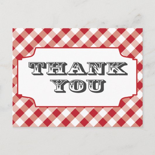 レッドグリンガムパターンサンキューポストカード ポストカード (正面)