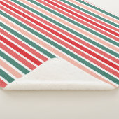 レッドグリーンと赤面ストライプのフェスティバル シェルパブランケット (3/4)