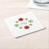 レッドグリーンと金ゴールドノール スクエアペーパーコースター (アングル)