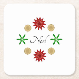 レッドグリーンと金ゴールドノール スクエアペーパーコースター