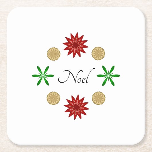 レッドグリーンと金ゴールドノール スクエアペーパーコースター (正面)