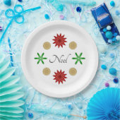 レッドグリーンと金ゴールドノール ペーパープレート (パーティー)