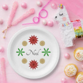 レッドグリーンと金ゴールドノール ペーパープレート (パーティー)