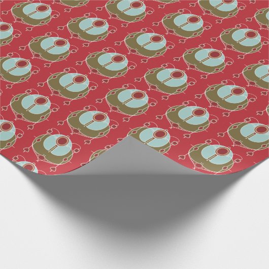 レッドグリーンアールヌーボークリスマスラッピング紙 ラッピングペーパー (角)