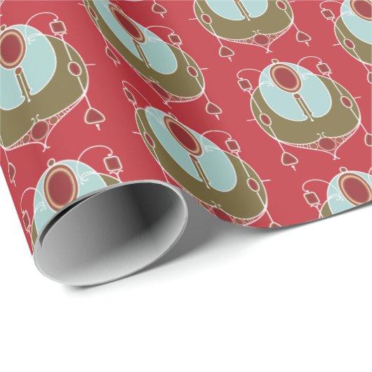 レッドグリーンアールヌーボークリスマスラッピング紙 ラッピングペーパー (ロールコーナー)