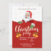 レッドグリーンイエロークリモダンスマスパーティの招待状 シーズンカード (正面)