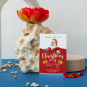 レッドグリーンイエロークリモダンスマスパーティの招待状 シーズンカード