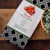 レッドグリーンイタリアンノンナズファミリーレシピカスタム キッチンタオル