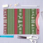 レッドグリーンウィンタークリスマスホリデーセーターカスタム 薄葉紙 (クラフト)