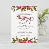 レッドグリーンウォーターカラーホリーリーフクリスマスパーティー 招待状 (スタンド正面)