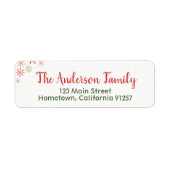 レッドグリーンウォーター色スノーフレーク住所 シール (正面)