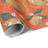 レッドグリーンエレガント金ゴールドウィンターフルーツホリデー ラッピングペーパー (ロールコーナー)