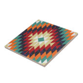 レッドグリーンオレンジイエロー白黒オリエンタルキリム タイル (側面)