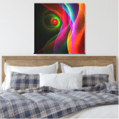 レッドグリーンオレンジモダン抽象芸術アートパターン#22 キャンバスプリント (インサイチュ (寝室))