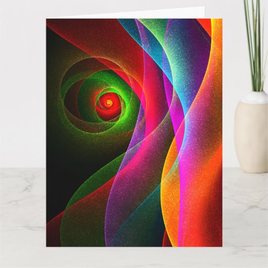 レッドグリーンオレンジモダン抽象芸術アートパターン#22 サンキューカード (正面)