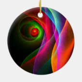 レッドグリーンオレンジモダン抽象芸術アートパターン#22 セラミックオーナメント (裏面)