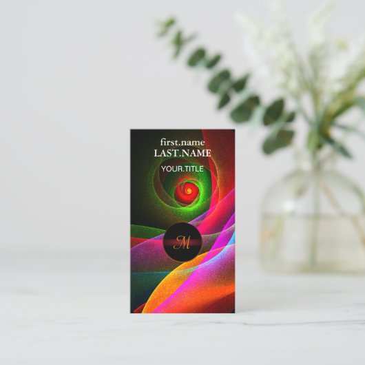 レッドグリーンオレンジモダン抽象芸術アートパターン#22 名刺 (スタンド正面)