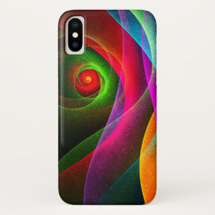 レッドグリーンオレンジモダン抽象芸術アートパターン#22 iPhone X ケース