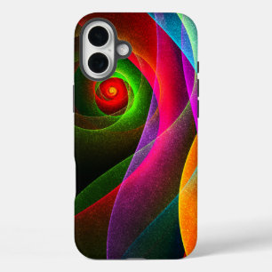 レッドグリーンオレンジモダン抽象芸術アートパターン#22 iPhone 16 PLUSケース