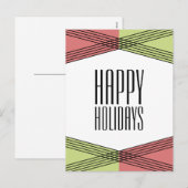 レッドグリーンカラフルデコホリデーハガキ シーズンポストカード (正面/裏面)