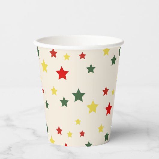 レッドグリーンカラフルフェスティバルメモダンリークリスマス 紙コップ (正面)