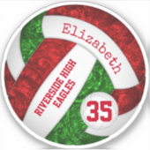 レッドグリーンガーリーバレーチームのカラー シール (正面)