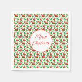 レッドグリーンキュートクリスマスフェスティバルおもしろいホリデーデコール スタンダードカクテルナプキン (正面)