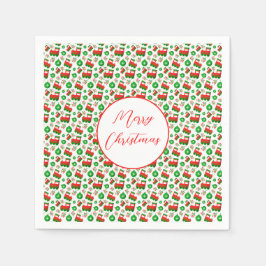 レッドグリーンキュートクリスマスフェスティバルおもしろいホリデーデコール スタンダードカクテルナプキン