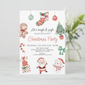 レッドグリーンキュートサンタクリスマスパーティの招待状 招待状 (スタンド正面)