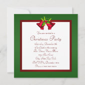 レッドグリーンギンガムレッドベルズホリークリスマスパーティー 招待状 (裏面)