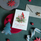 レッドグリーンクラシック（鳥）ショウジョウコウカンチョウバードメリークリスマス 招待状