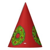 レッドグリーンクリスマスクッキーホリーベリーリースクリスマス パーティーハット (左)