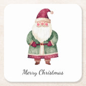 レッドグリーンクリスマスサンタクロース スクエアペーパーコースター (正面)